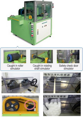 Equipment used to simulate accidents of getting caught in machinery